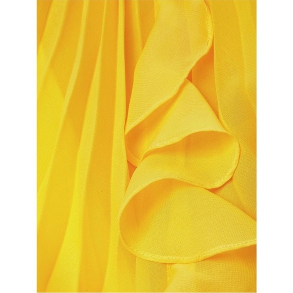 AMUR Pleated Chiffon Square Neck Sleeveless Side Cutout Ruffled Maxi Gown 6 - Picture 12 of 13